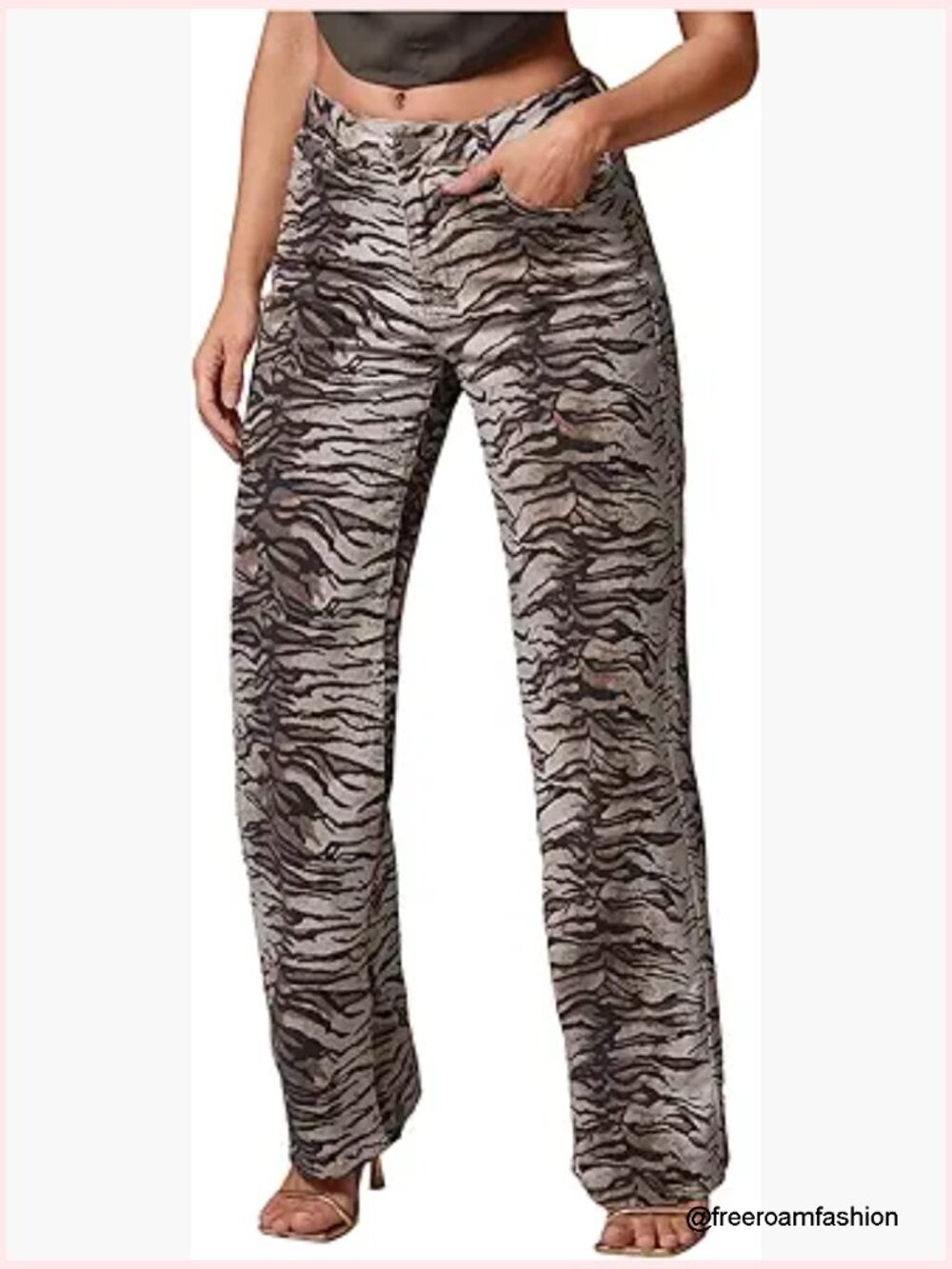 Low Rise Straight Leg Y2k Hip Hop Jeans Zebra Print Women's Pants
